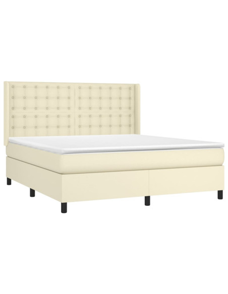 Giroletto a Molle con Materasso Crema 180x200 cm in Similpelle