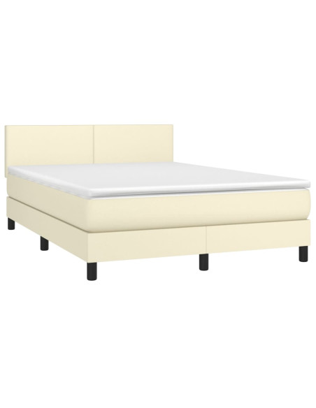 Giroletto a Molle con Materasso e LED Crema 140x190 cm