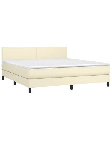 Giroletto a Molle con Materasso e LED Crema 180x200 cm