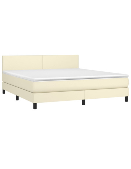 Giroletto a Molle con Materasso e LED Crema 180x200 cm
