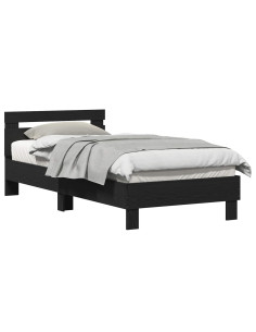 Struttura del letto con testiera Rovere Nero 203 x 95 x 70 cm 2