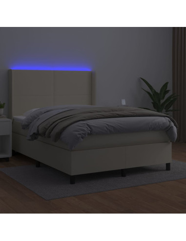 Giroletto a Molle con Materasso e LED Crema 140x190 cm
