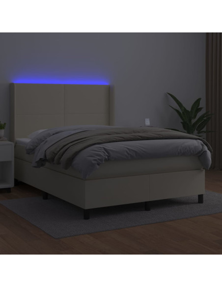 Giroletto a Molle con Materasso e LED Crema 140x190 cm
