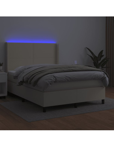 Giroletto a Molle con Materasso e LED Crema 140x200 cm
