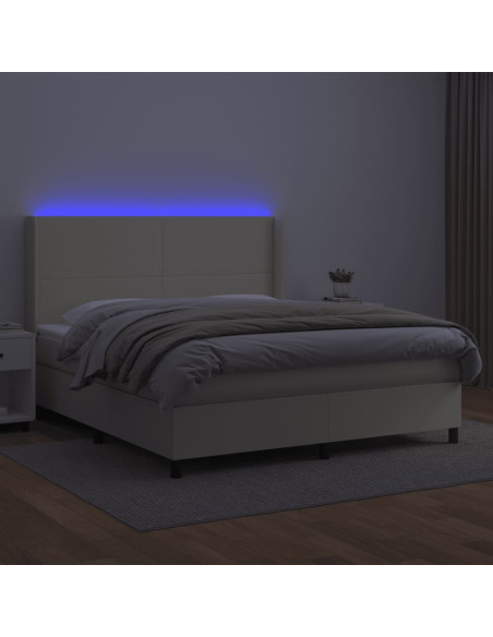Giroletto a Molle con Materasso e LED Crema 180x200 cm