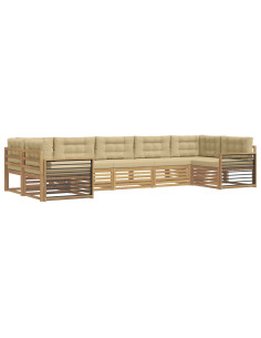 Set di divani da esterno con cuscino 7 pcs Bianco e Beige 2