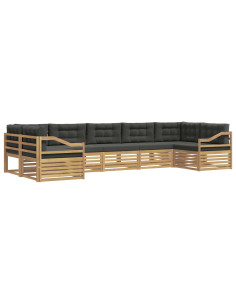 Set di divani da esterno 7 pcs Bianco e Antracite Poliestere 2