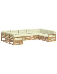 Set di divani da esterno con cuscino 9 pcs Bianco e Crema 2