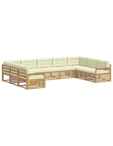 Set di divani da esterno con cuscino 9 pcs Bianco e Crema
