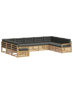 Set di divani da esterno con cuscino 9 pcs Bianco e Antracite 2