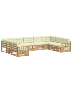 Set di divani da esterno con cuscino 9 pcs Bianco e Crema 2