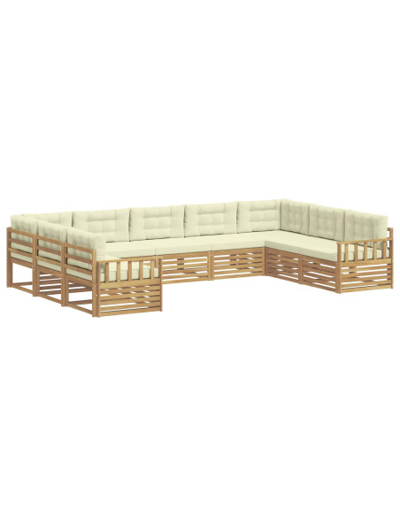 Set di divani da esterno con cuscino 9 pcs Bianco e Crema