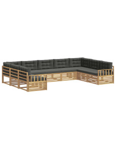 Set di divani da esterno con cuscino 9 pcs Bianco e Antracite 2