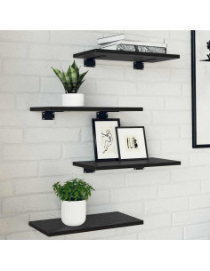 Scaffale 4 pcs Nero 40 x 20 x 1,5 cm Legno multistrato