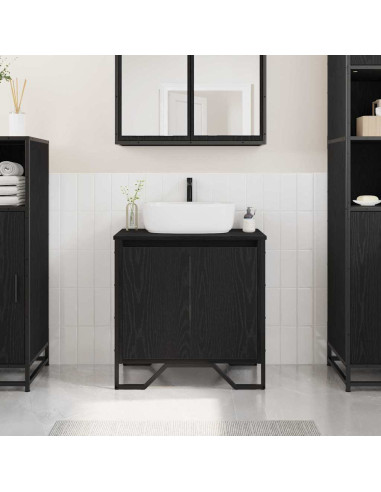 Armadio per Lavabo da Bagno Rovere Nero 60 x 35 x 60 cm