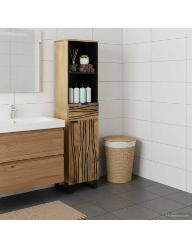 Armadio per Lavabo da Bagno con porta Marrone 38 x 33 x 160 cm