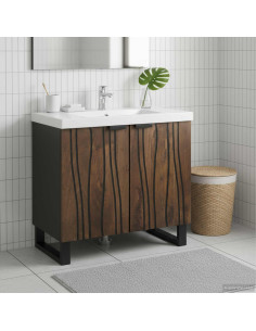 Armadio per Lavabo da Bagno con porta Noce 62 x 33 x 58 cm