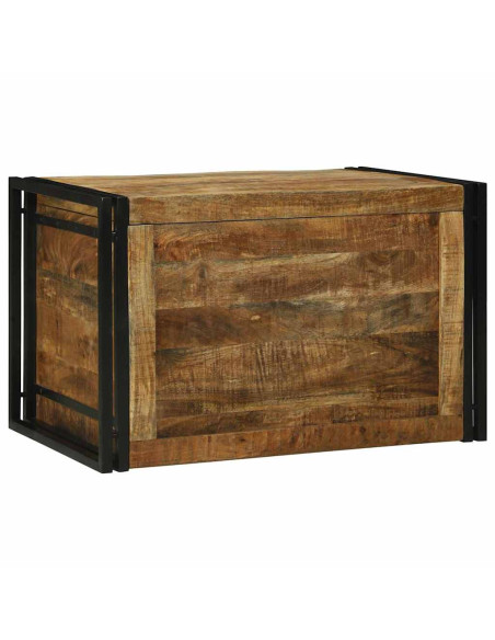 Scatola di Stoccaggio 80 x 50 x 50 cm Legno di Mango Grezzo