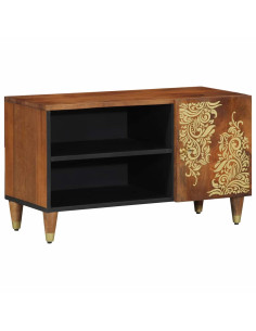 Mobile TV Marrone miele 80 x 33 x 46 cm Legno di mango massello