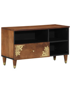 Mobile TV Marrone miele 80 x 33 x 46 cm Legno di mango massello