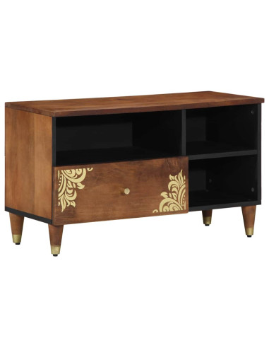 Mobile TV Marrone miele 80 x 33 x 46 cm Legno di mango massello