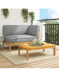 Set di divani con cuscino 2 pcs Grigio Legno di Acacia Massello