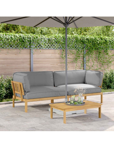 Set di divani con cuscino 2 pcs Grigio Legno di Acacia Massello