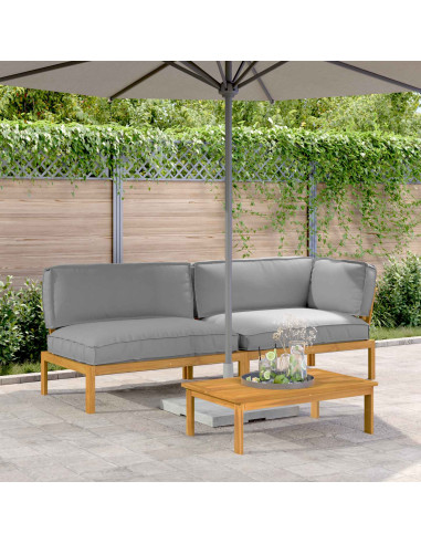 Set di divani con cuscino 3 pcs Crema Legno di Acacia Massello