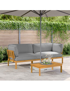 Set di divani con cuscino 2 pcs Grigio Legno di Acacia Massello
