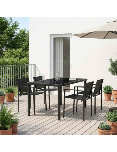 Set di Mobili da Esterno 5 pcs Nero e antracite Textilene