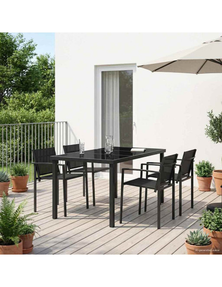 Set di Mobili da Esterno 5 pcs Nero e antracite Textilene