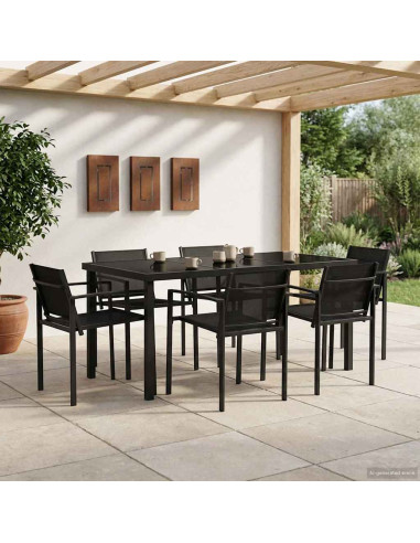 Set di Mobili da Esterno 7 pcs Nero e antracite Textilene