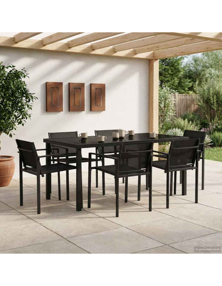 Set di Mobili da Esterno 7 pcs Nero e antracite Textilene