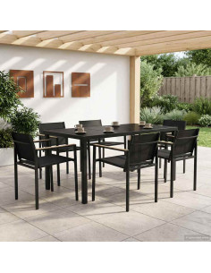 Set di Mobili da Esterno 7 pcs Nero e antracite Textilene