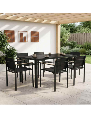 Set di Mobili da Esterno 7 pcs Nero e antracite Textilene