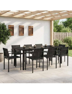 Set di Mobili da Esterno 7 pcs Nero e antracite Textilene