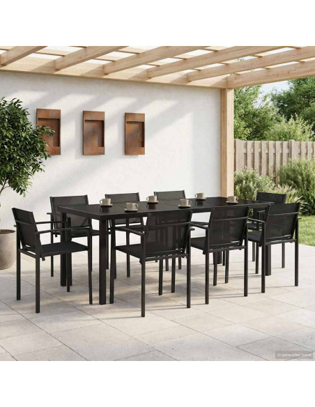 Set di Mobili da Esterno 7 pcs Nero e antracite Textilene