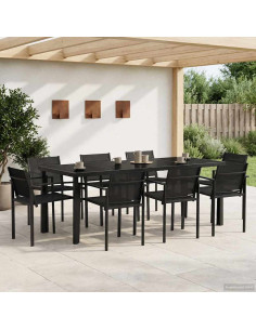 Set di Mobili da Esterno 9 pcs Nero e antracite Textilene