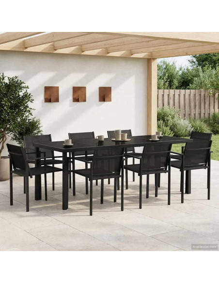 Set di Mobili da Esterno 9 pcs Nero e antracite Textilene