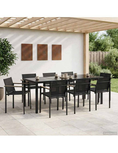 Set di Mobili da Esterno 7 pcs Nero e antracite Textilene