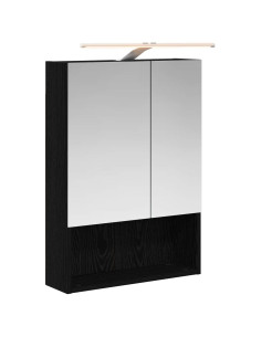 Mobiletto per specchio da bagno Rovere Nero 50 x 14,5 x 70 cm 2