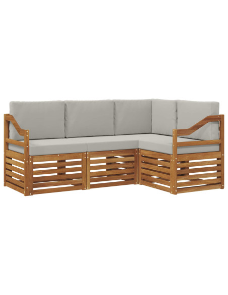 Set divani con cuscino 4 pcs Grigio Naturale e Chiaro