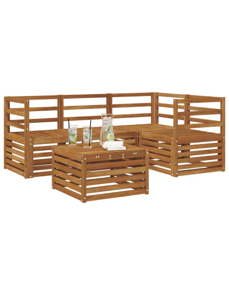 Set divani 5 pcs Naturale Legno di Acacia Massello