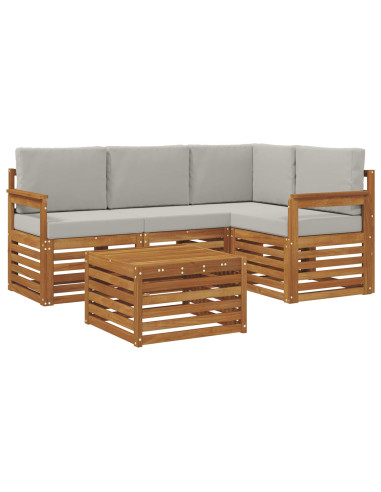 Set di Mobili 5 pcs Grigio Naturale e Chiaro Legno multistrato