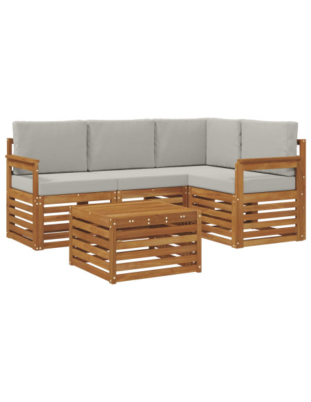 Set di Mobili 5 pcs Grigio Naturale e Chiaro Legno multistrato