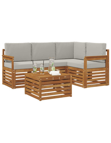 Set di Mobili 5 pcs Grigio Naturale e Chiaro Legno multistrato