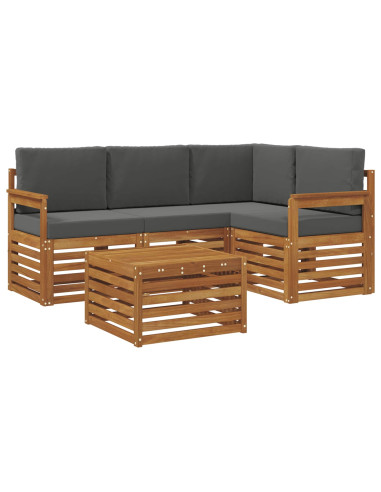 Set di Mobili 5 pcs Naturale e Antracite Legno multistrato