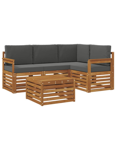 Set di Mobili 5 pcs Naturale e Antracite Legno multistrato