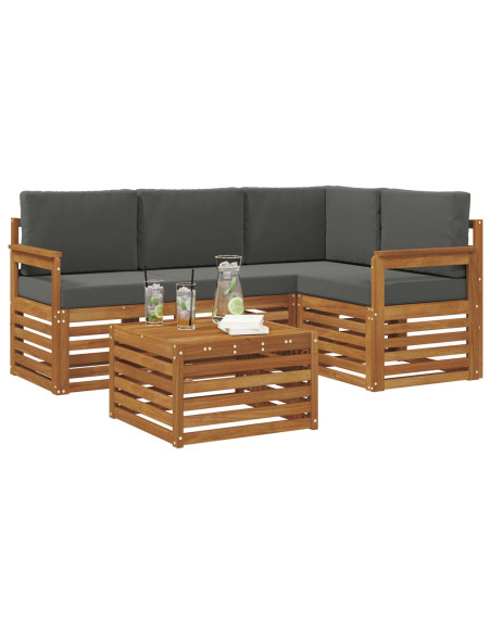 Set di Mobili 5 pcs Naturale e Antracite Legno multistrato
