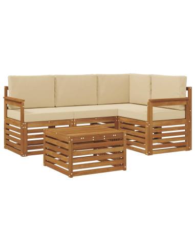 Set di Mobili 5 pcs Naturale e Beige Legno multistrato